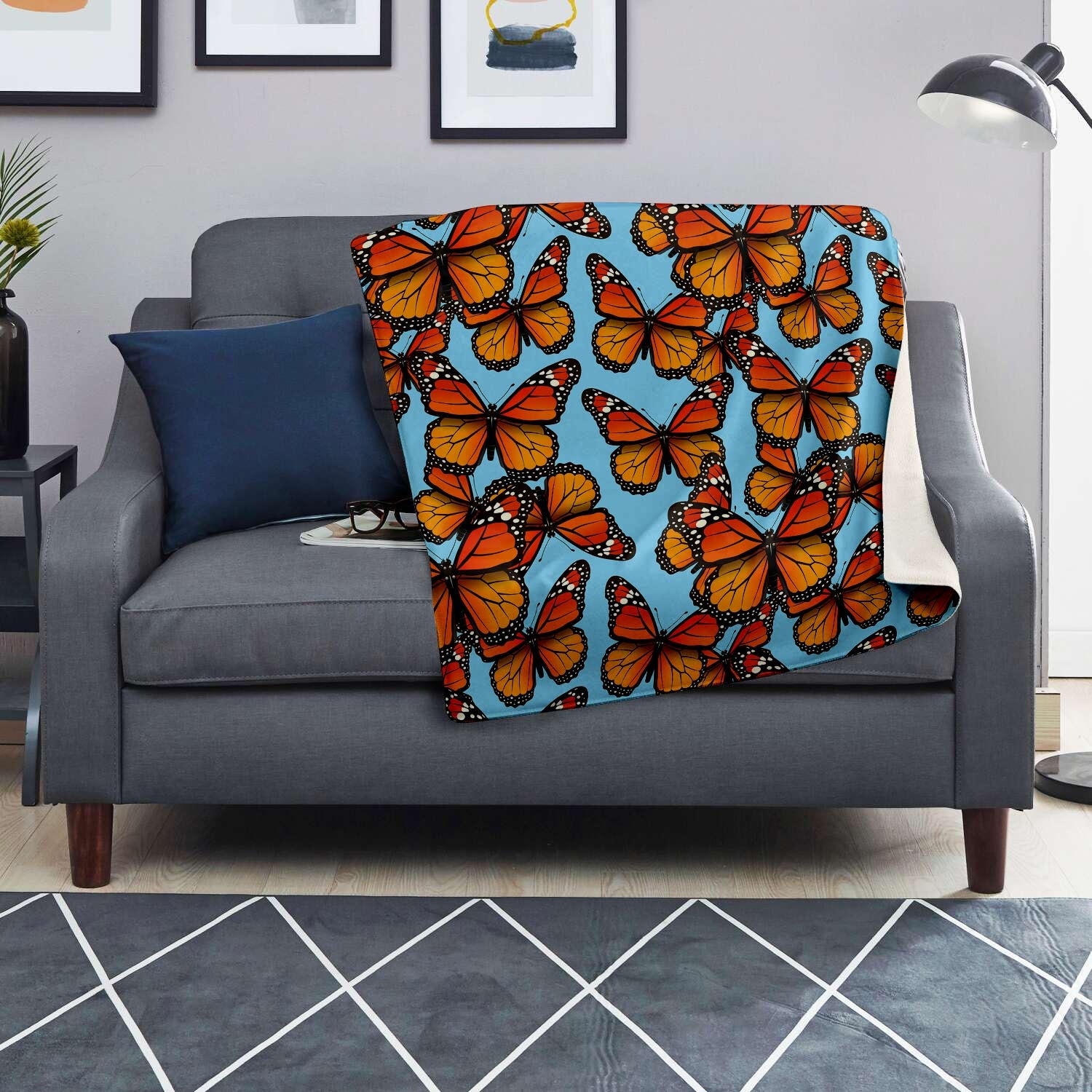 Monarch Butterfly Print Blanket-grizzshop