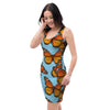 Monarch Butterfly Print Bodycon Dress-grizzshop