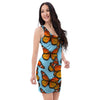 Monarch Butterfly Print Bodycon Dress-grizzshop