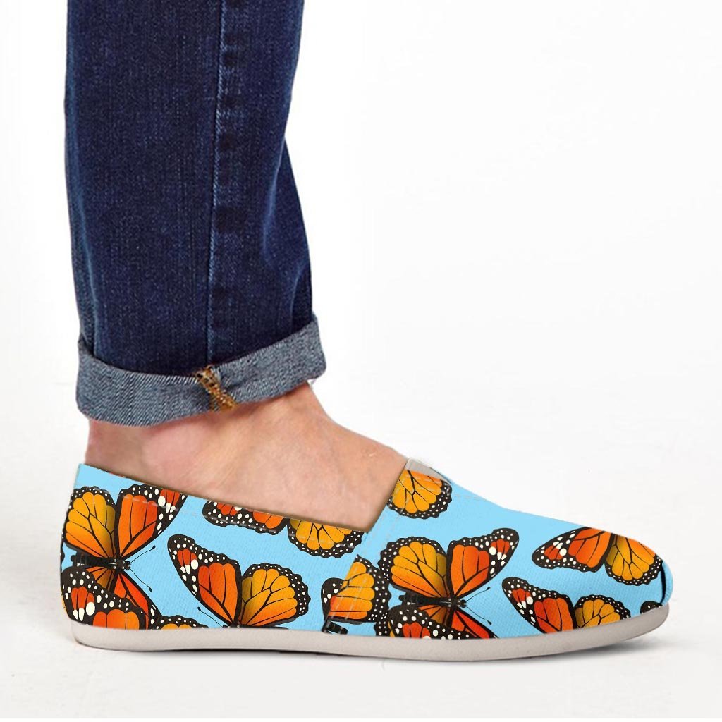 Monarch Butterfly Print Canvas Shoes-grizzshop