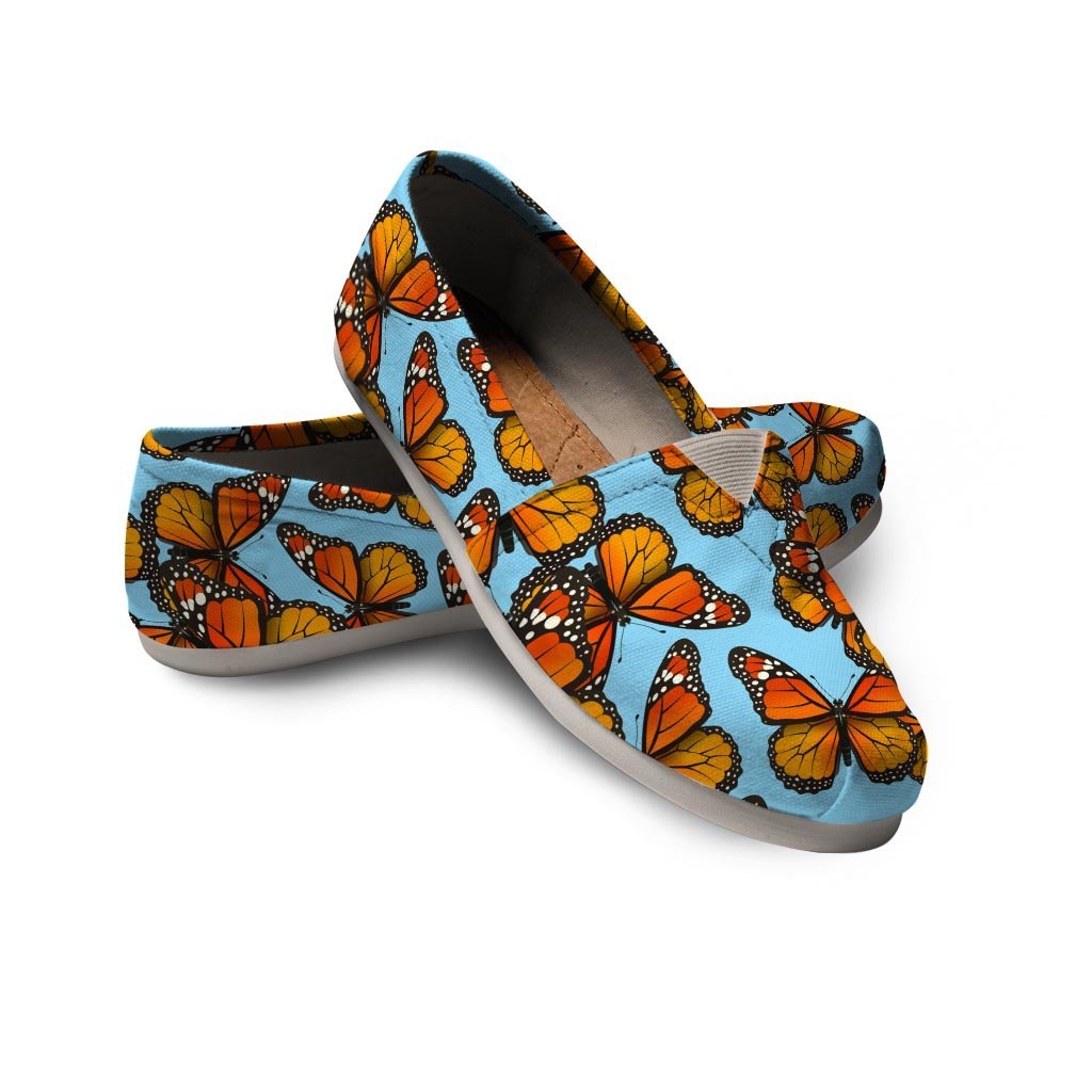 Monarch Butterfly Print Canvas Shoes-grizzshop