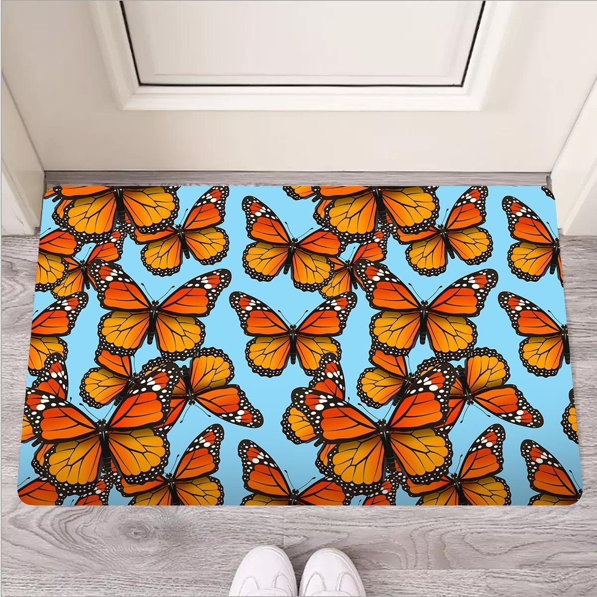 Monarch Butterfly Print Door Mat-grizzshop