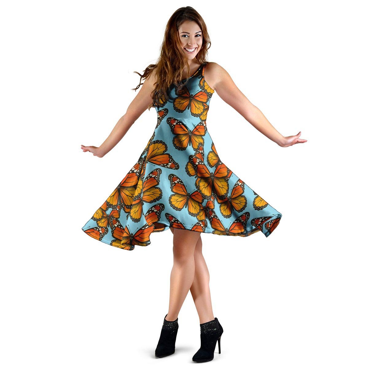 Monarch Butterfly Print Dress-grizzshop