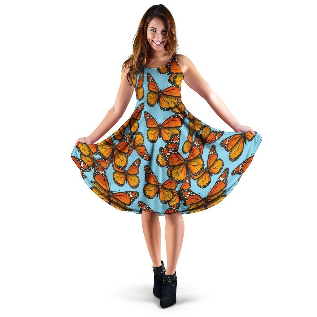 Monarch Butterfly Print Dress-grizzshop