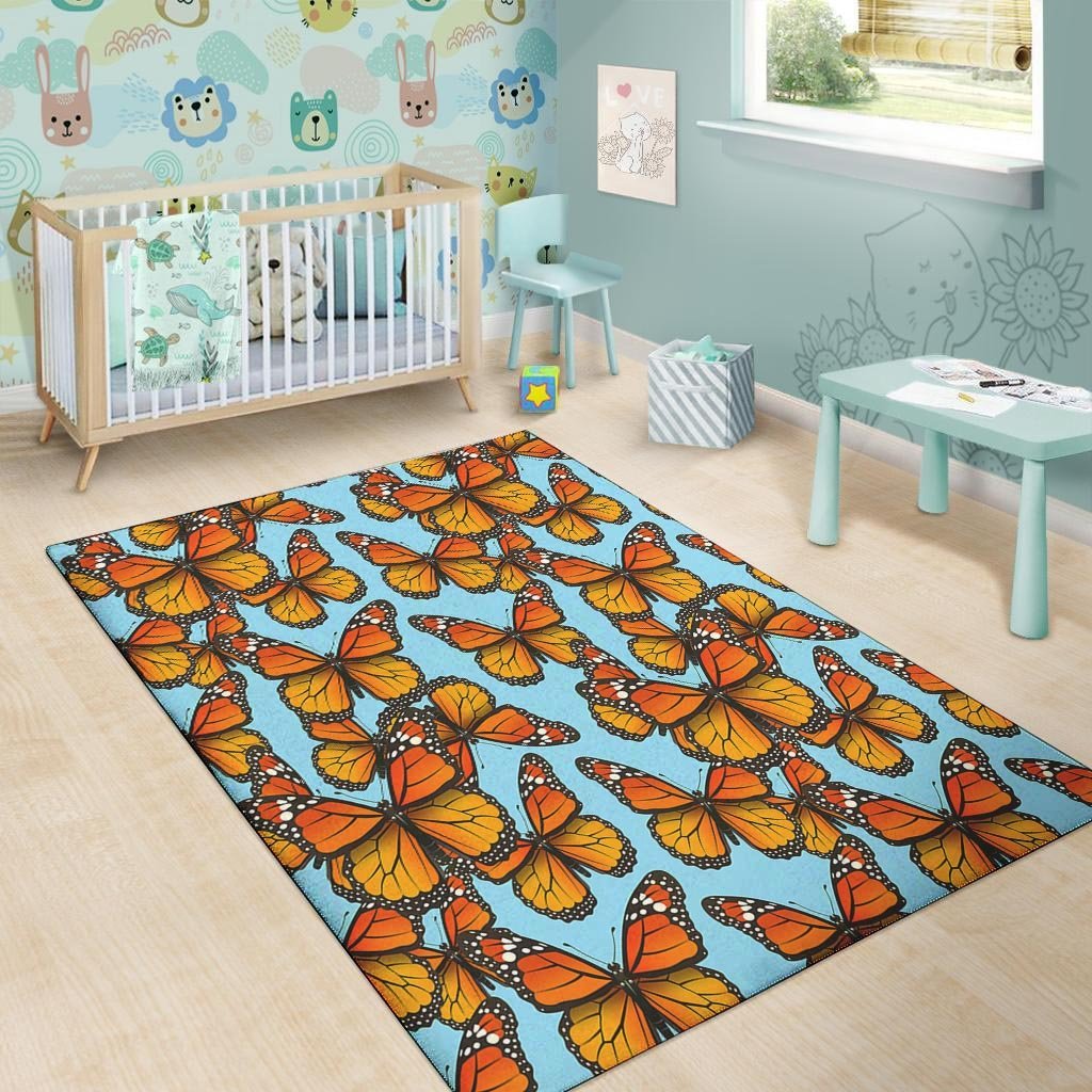 Monarch Butterfly Print Floor Mat-grizzshop