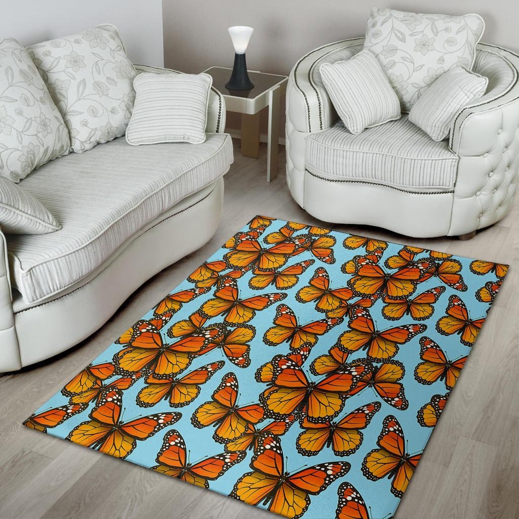 Monarch Butterfly Print Floor Mat-grizzshop