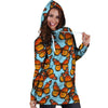 Monarch Butterfly Print Hoodie Dress-grizzshop