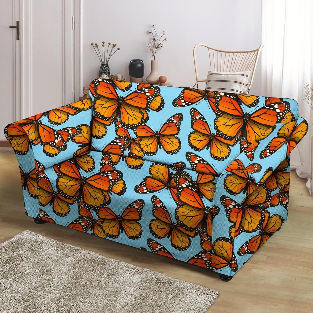 Monarch Butterfly Print Loveseat Cover-grizzshop