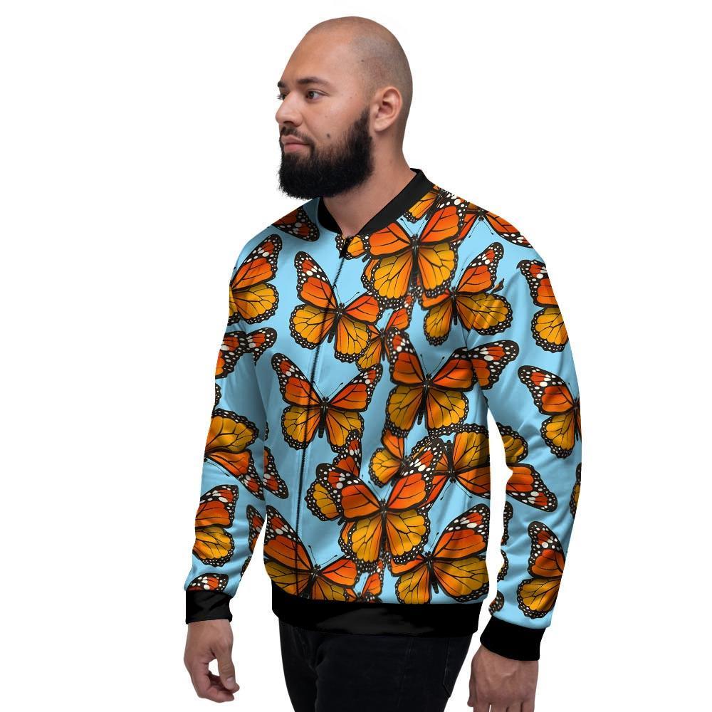 Monarch Butterfly Print Men's Bomber Jacket-grizzshop