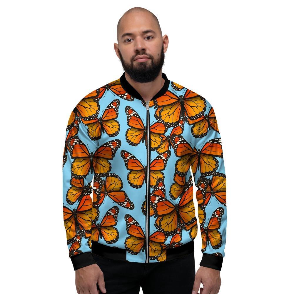 Monarch Butterfly Print Men's Bomber Jacket-grizzshop