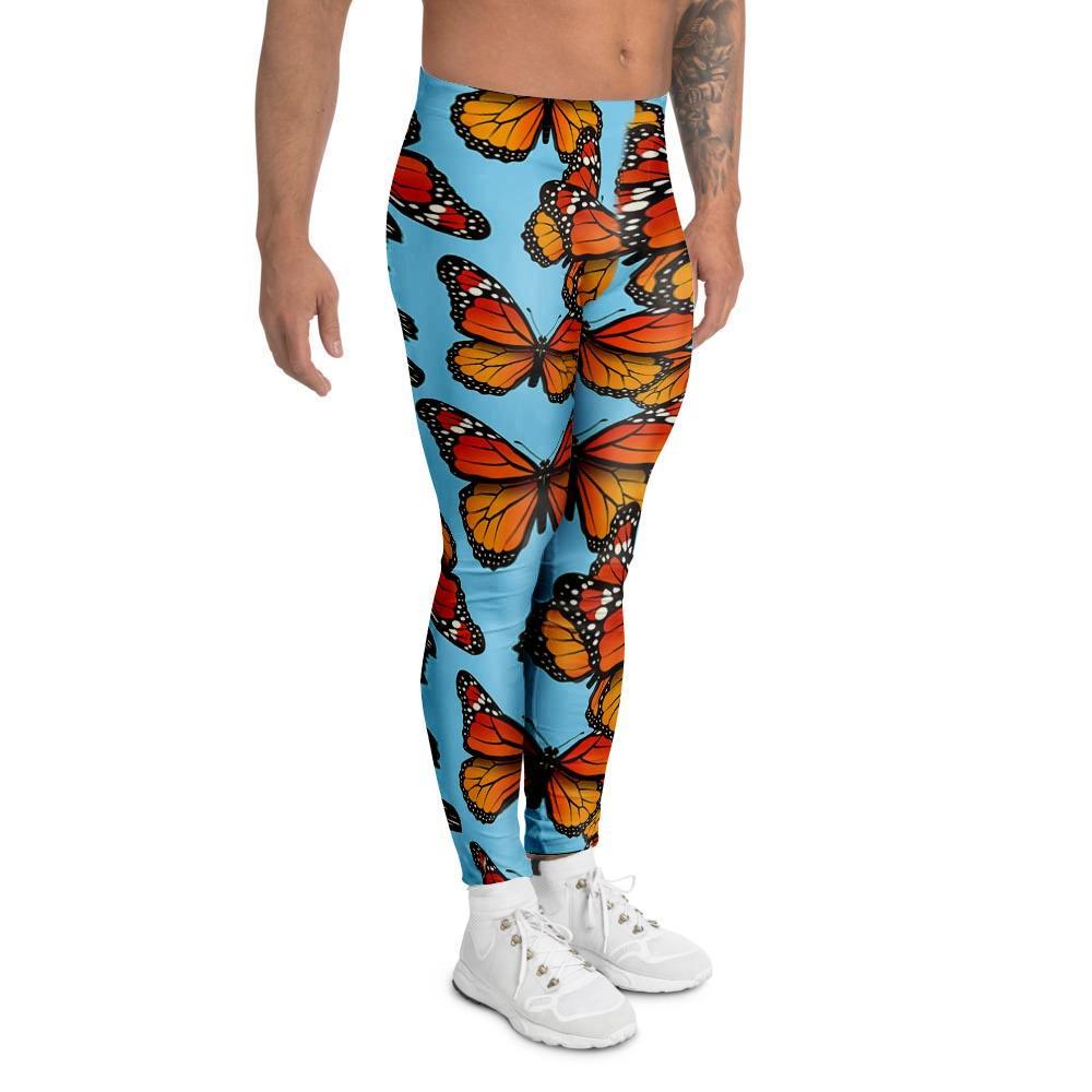 Monarch Butterfly Print Men's Leggings-grizzshop