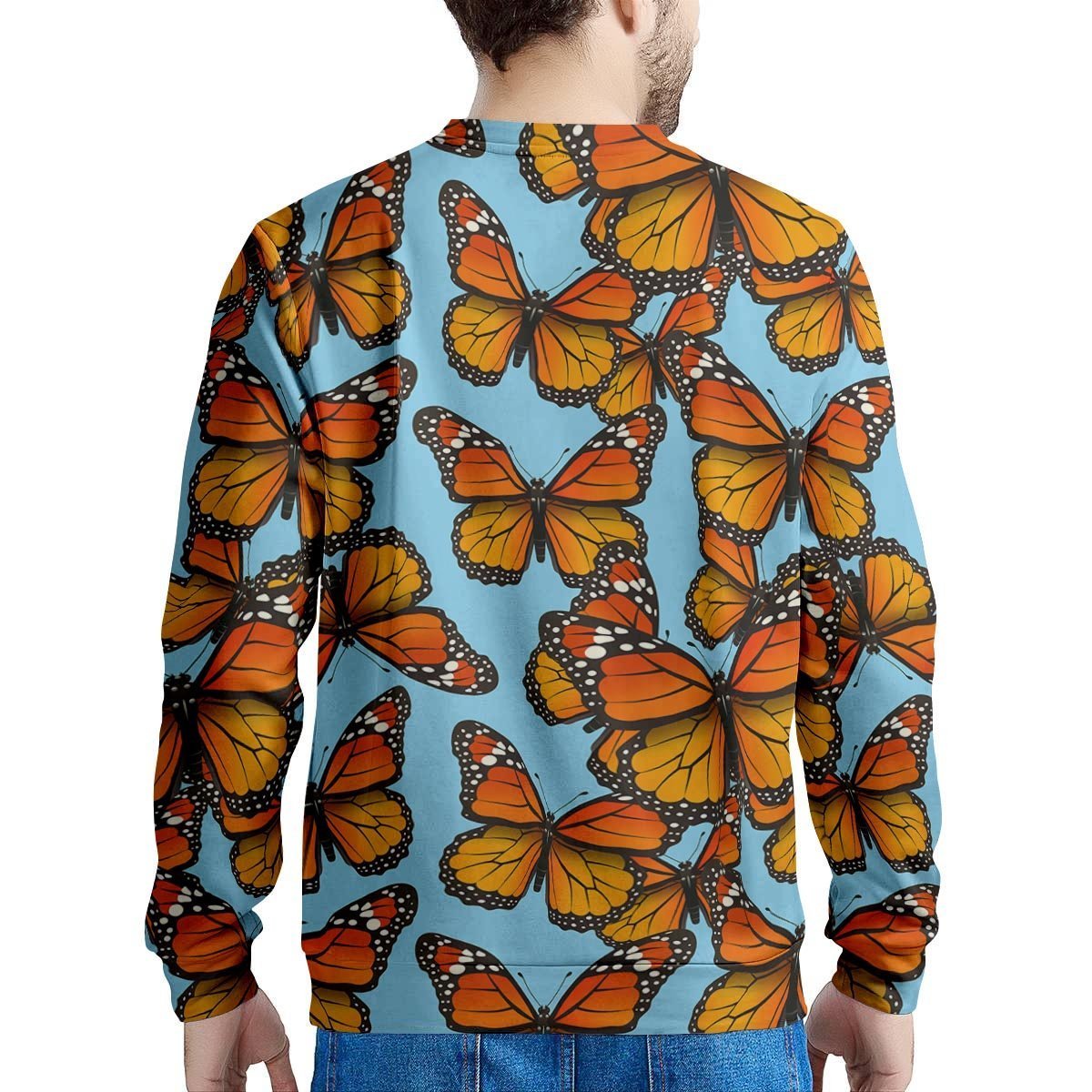 Monarch Butterfly Print Men's Sweatshirt-grizzshop