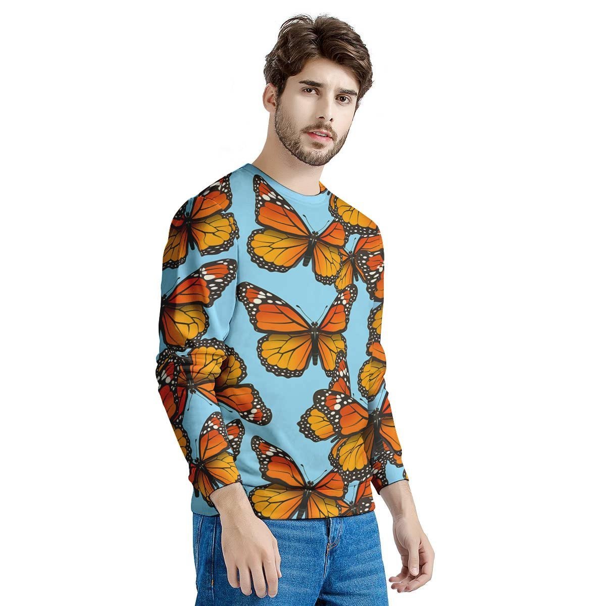 Monarch Butterfly Print Men's Sweatshirt-grizzshop