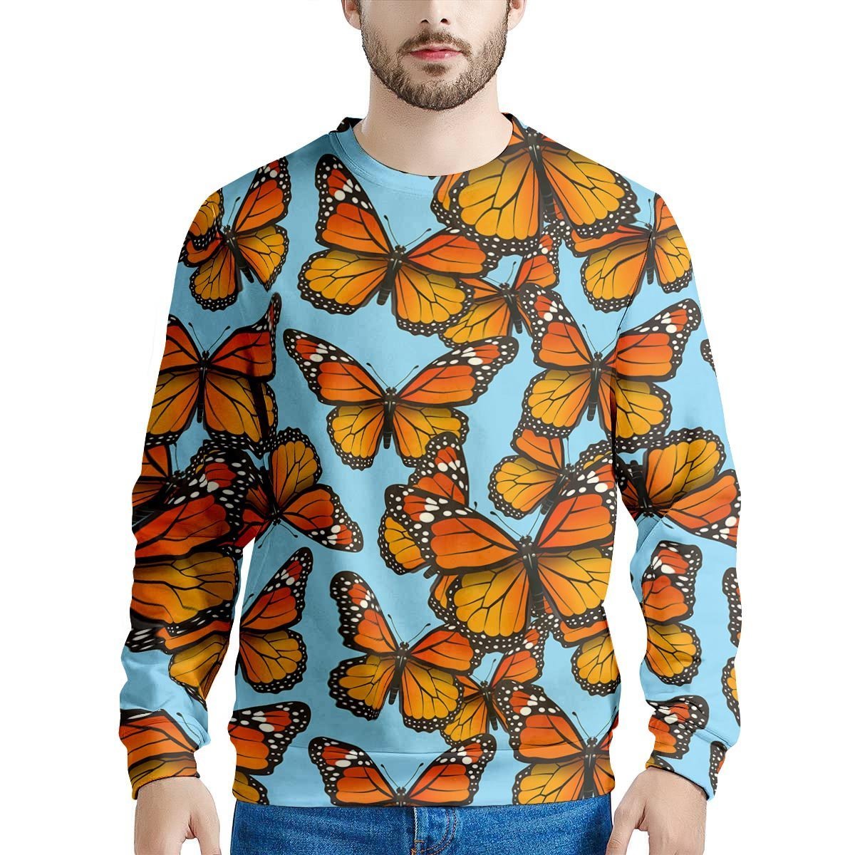 Monarch Butterfly Print Men's Sweatshirt-grizzshop