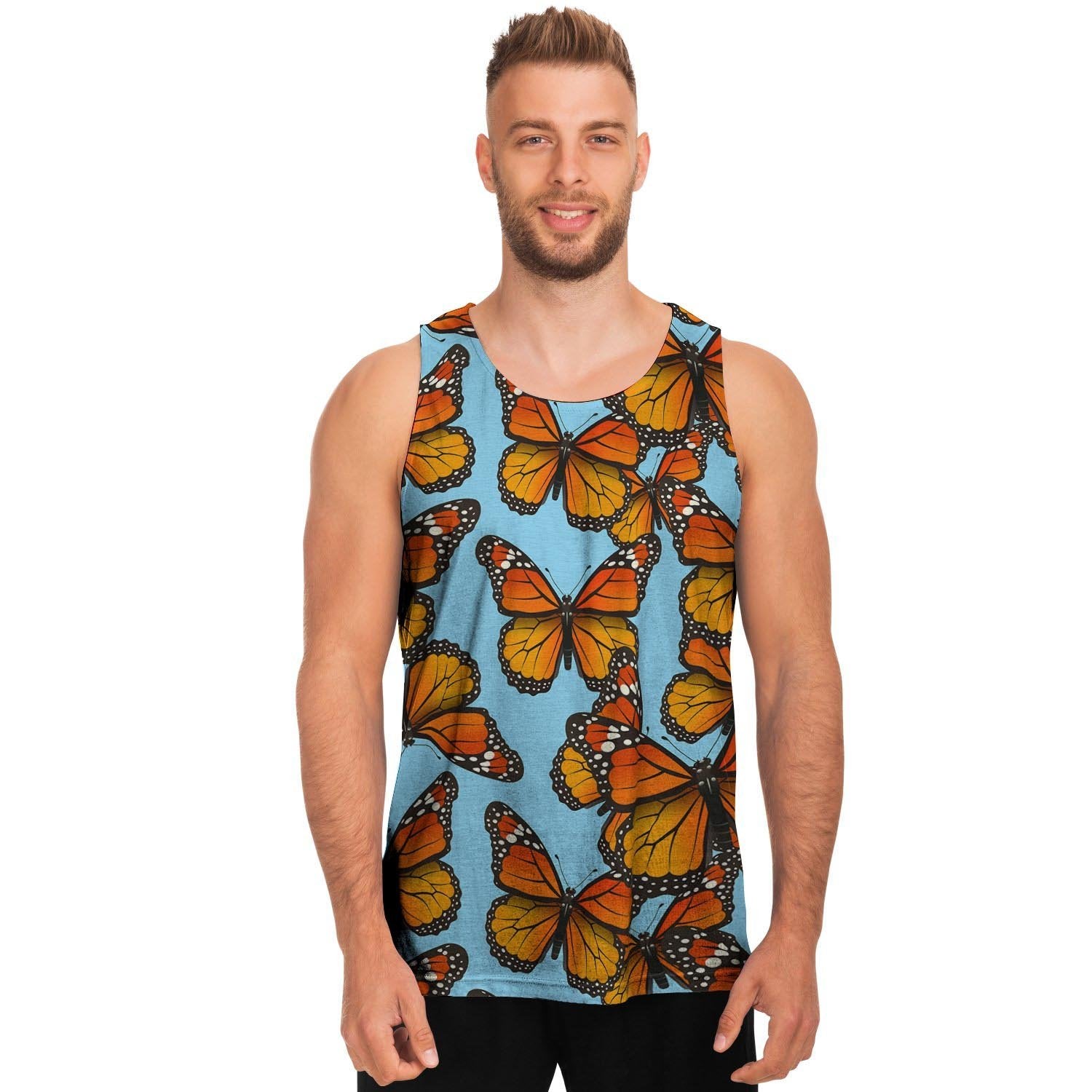 Monarch Butterfly Print Men's Tank Tops-grizzshop