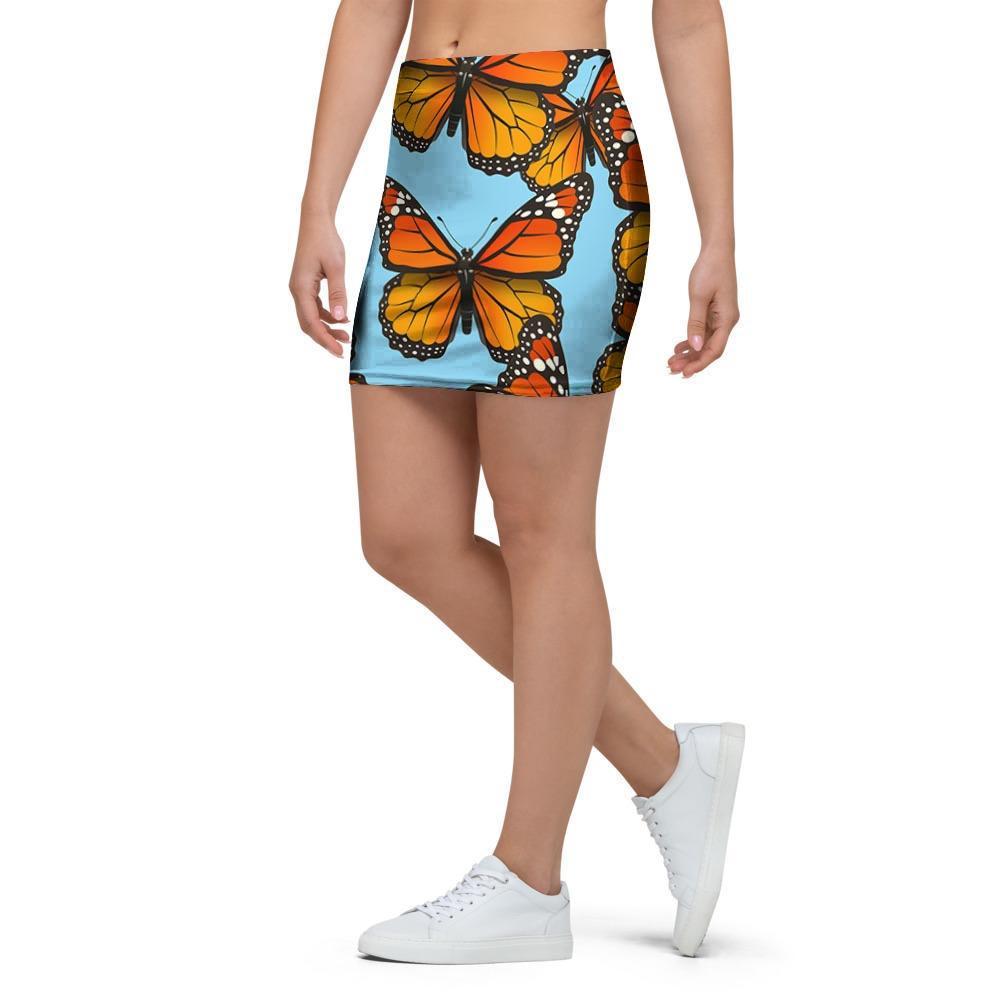 Monarch Butterfly Print Mini Skirt-grizzshop