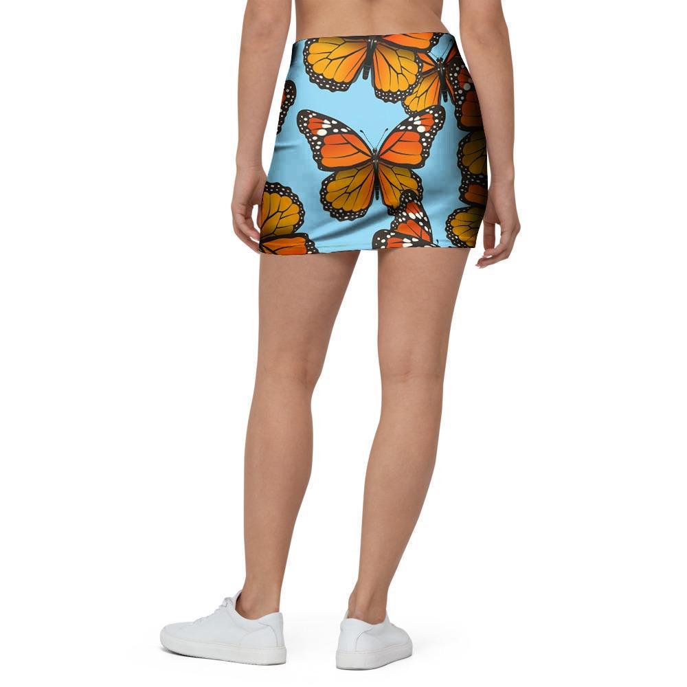 Monarch Butterfly Print Mini Skirt-grizzshop