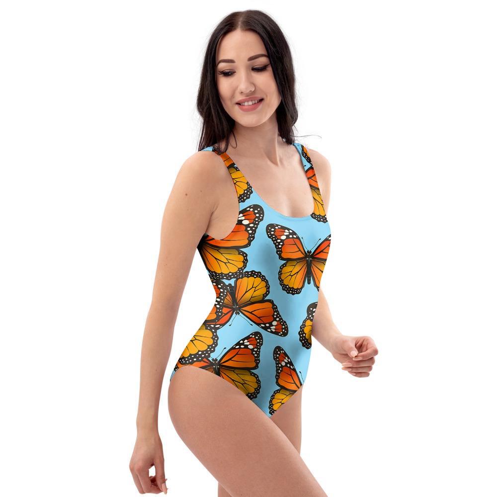 Monarch Butterfly Print One Piece Swimsuite-grizzshop