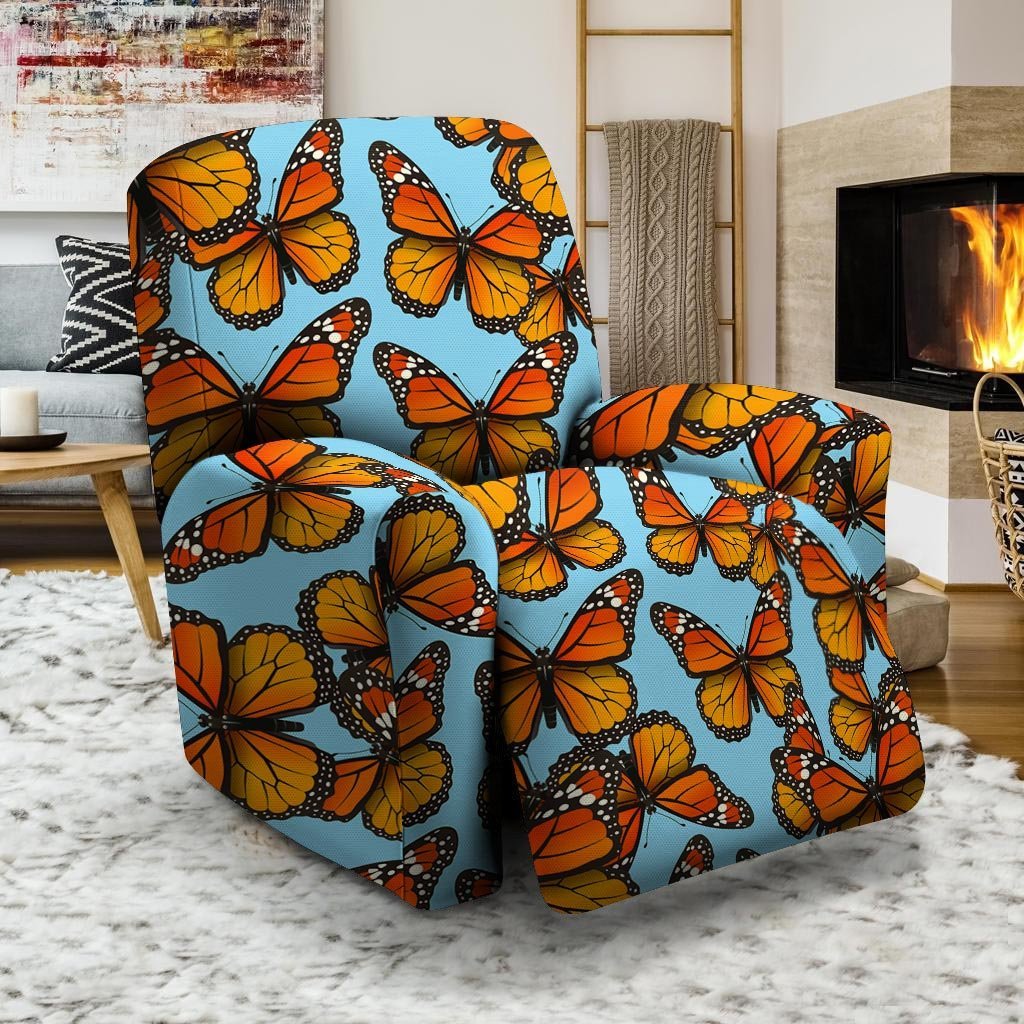 Monarch Butterfly Print Recliner Cover-grizzshop