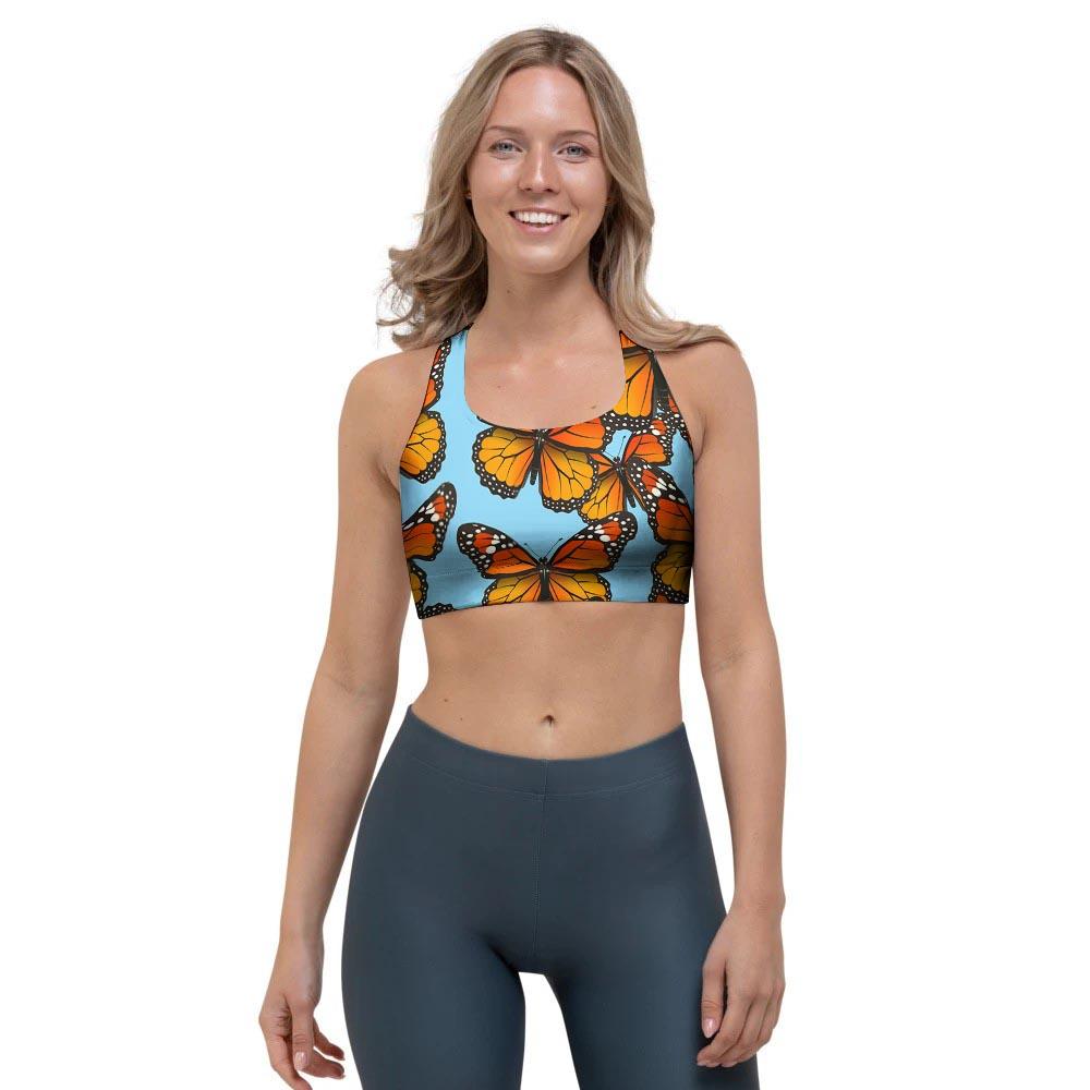 Monarch Butterfly Print Sports Bra-grizzshop