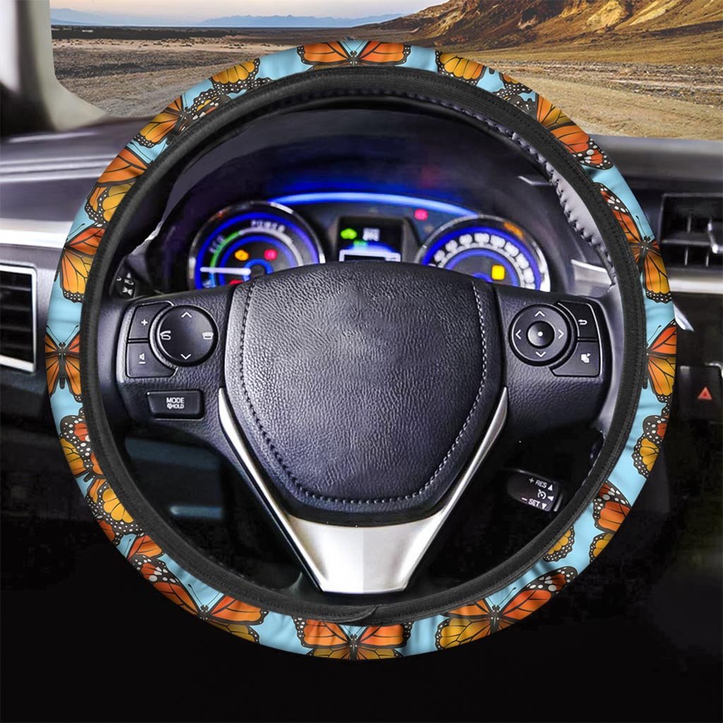 Monarch Butterfly Print Steering Wheel Cover-grizzshop