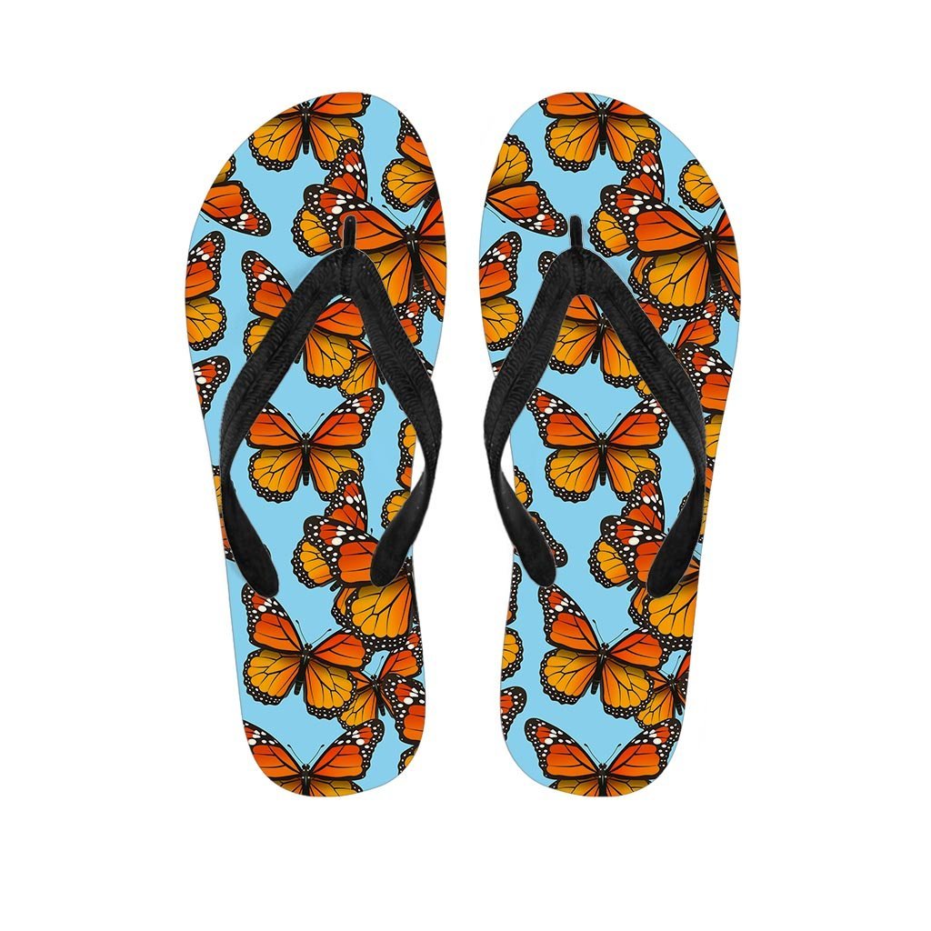 Monarch Butterfly Print Women's Flip Flops-grizzshop