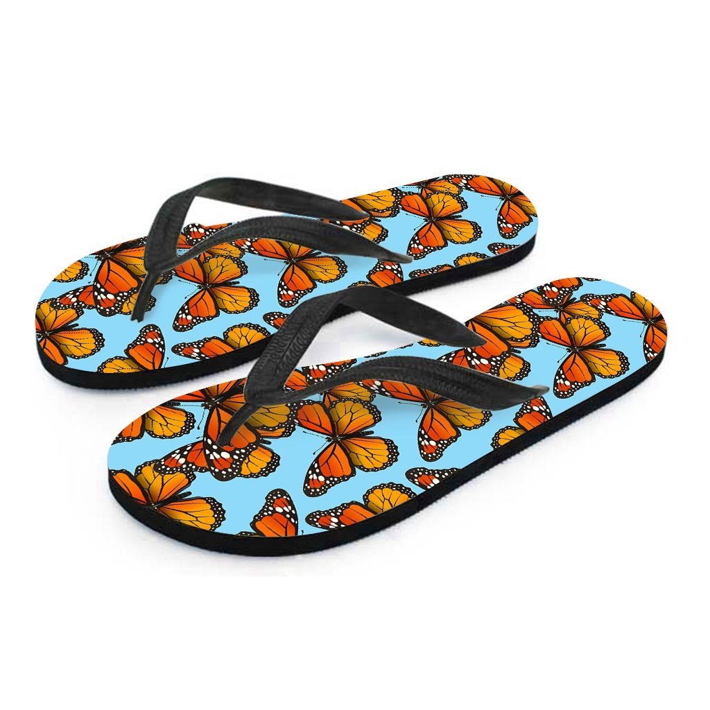 Monarch Butterfly Print Women's Flip Flops-grizzshop