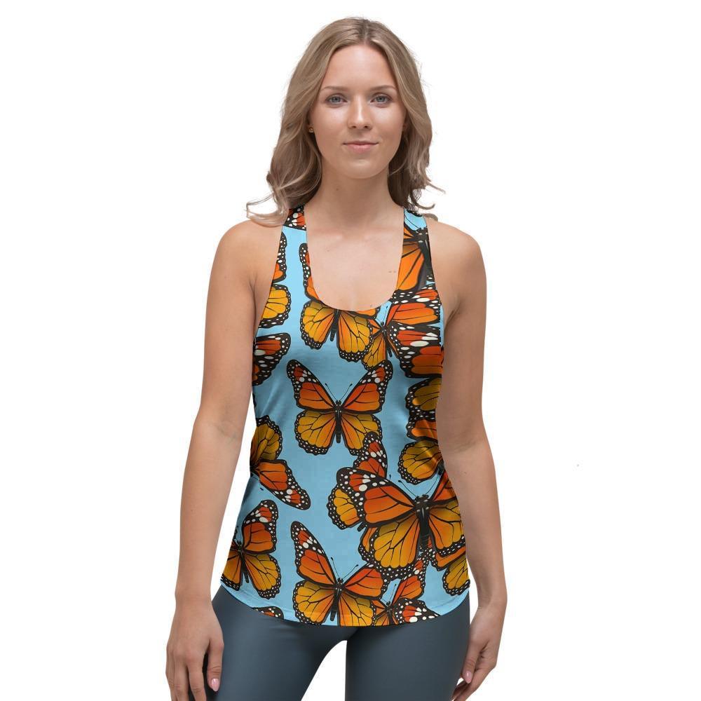 Monarch Butterfly Print Women's Racerback Tank Top-grizzshop