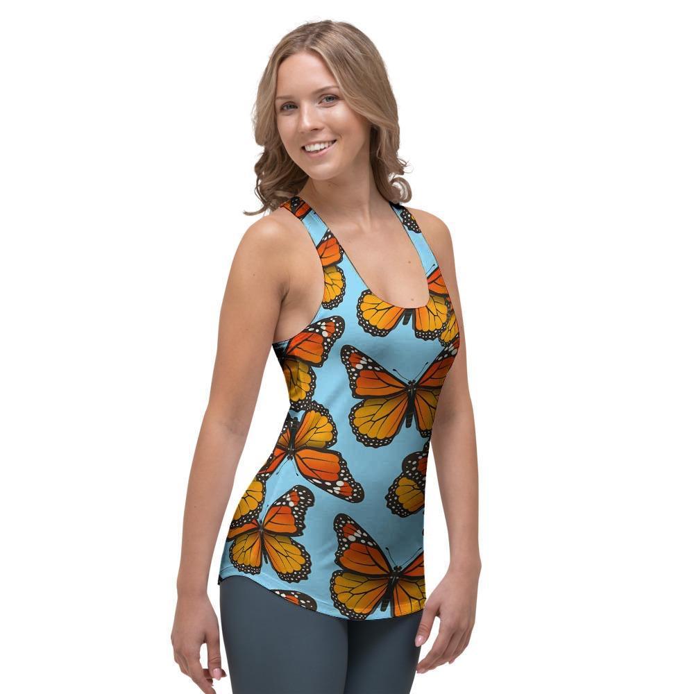 Monarch Butterfly Print Women's Racerback Tank Top-grizzshop