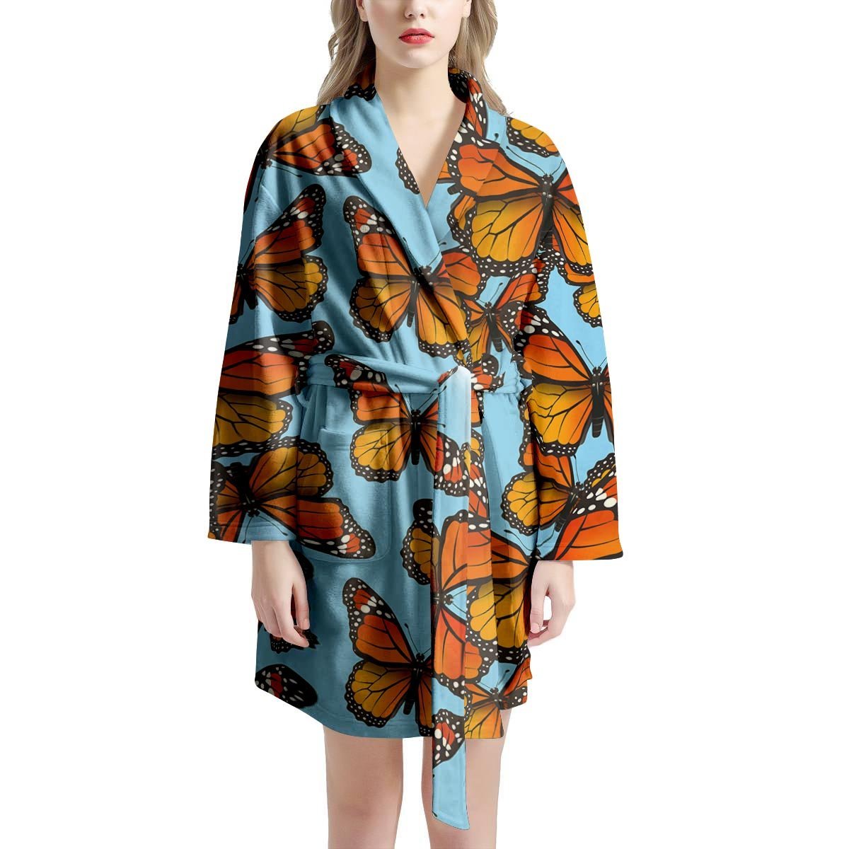 Monarch Butterfly Print Women's Robe-grizzshop