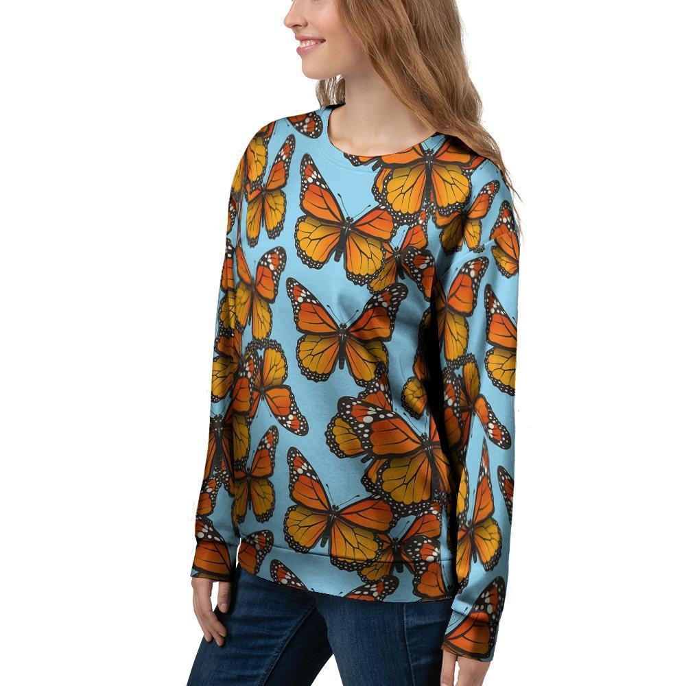 Monarch Butterfly Print Women's Sweatshirt-grizzshop