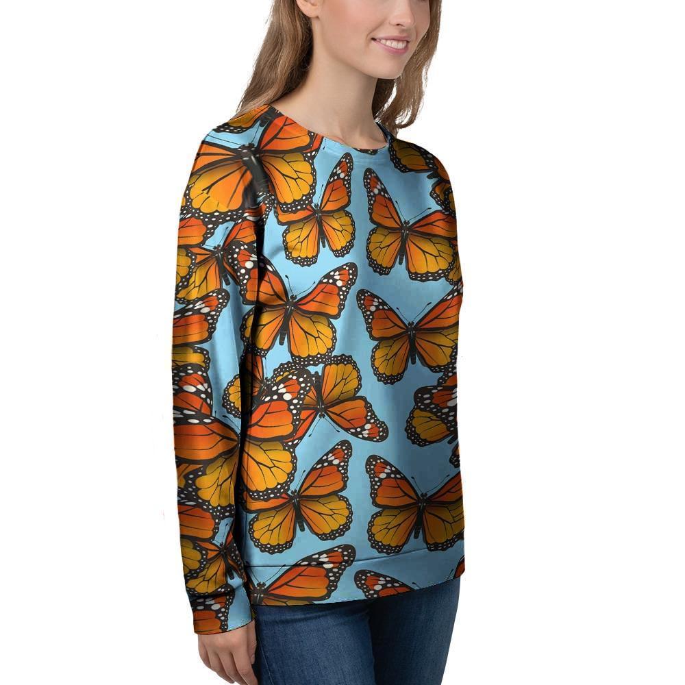 Monarch Butterfly Print Women's Sweatshirt-grizzshop