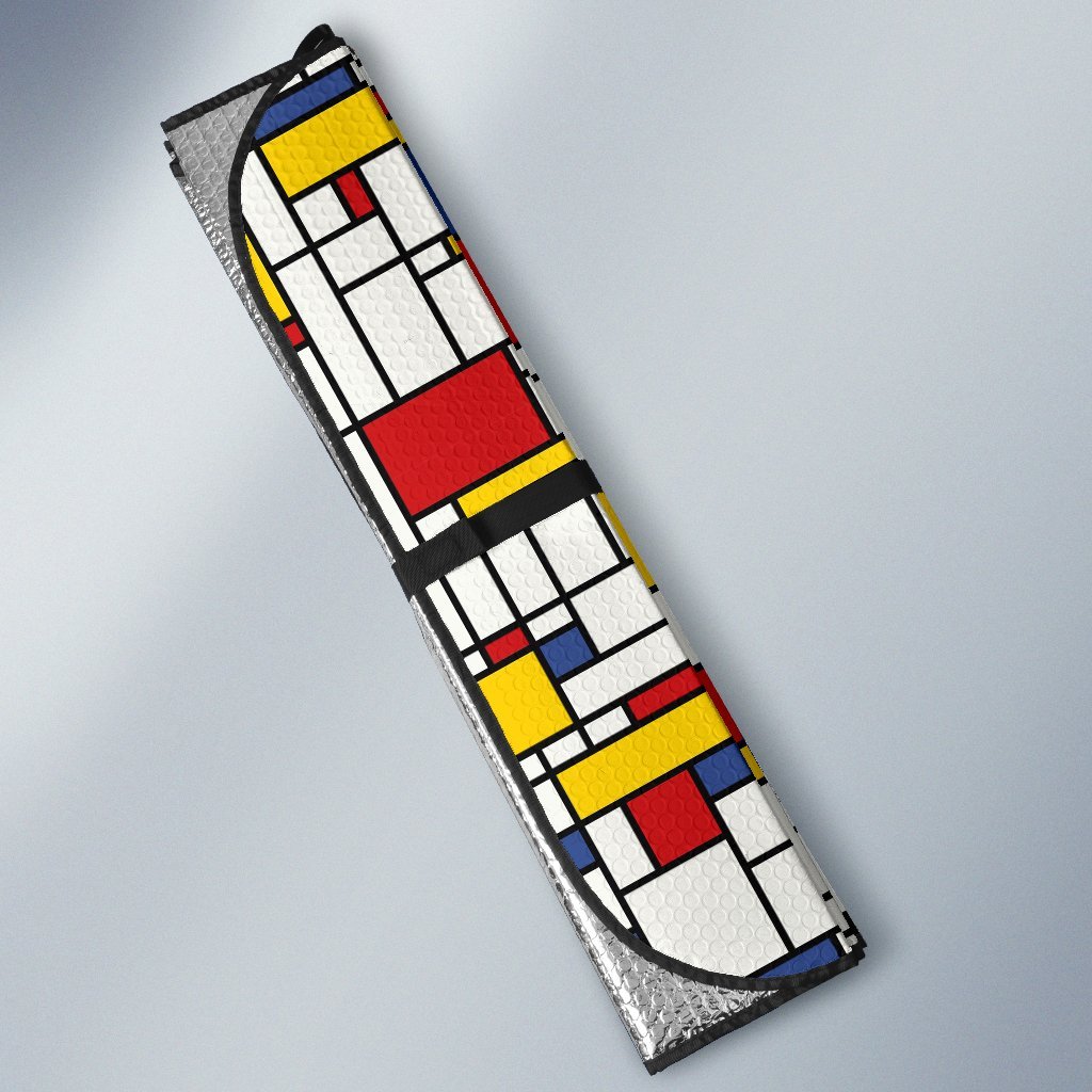 Mondrian Pattern Print Car Sun Shade-grizzshop