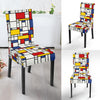 Mondrian Pattern Print Chair Cover-grizzshop