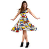 Mondrian Pattern Print Dress-grizzshop