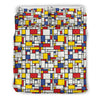 Mondrian Pattern Print Duvet Cover Bedding Set-grizzshop