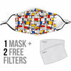 Mondrian Pattern Print Face Mask-grizzshop