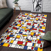 Mondrian Pattern Print Floor Mat-grizzshop