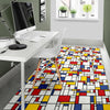 Mondrian Pattern Print Floor Mat-grizzshop