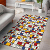 Mondrian Pattern Print Floor Mat-grizzshop