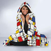 Mondrian Pattern Print Hooded Blanket-grizzshop