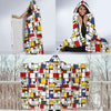 Mondrian Pattern Print Hooded Blanket-grizzshop