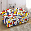 Mondrian Pattern Print Loveseat Cover-grizzshop