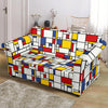 Mondrian Pattern Print Loveseat Cover-grizzshop