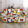 Mondrian Pattern Print Loveseat Cover-grizzshop