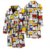 Mondrian Pattern Print Men Long Robe-grizzshop
