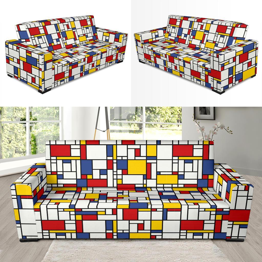 Mondrian Pattern Print Sofa Covers-grizzshop