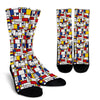 Mondrian Pattern Print Unisex Crew Socks-grizzshop