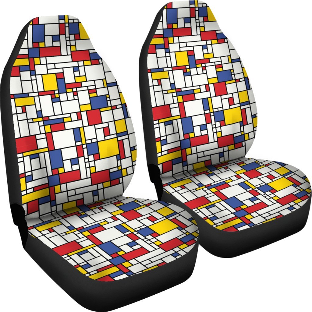 Mondrian Pattern Print Universal Fit Car Seat Cover-grizzshop