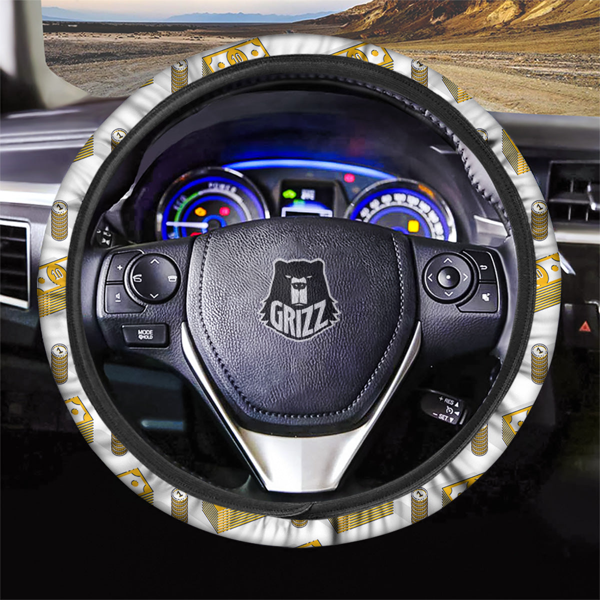 Money Cash Print Pattern Car Steering Wheel Cover-grizzshop